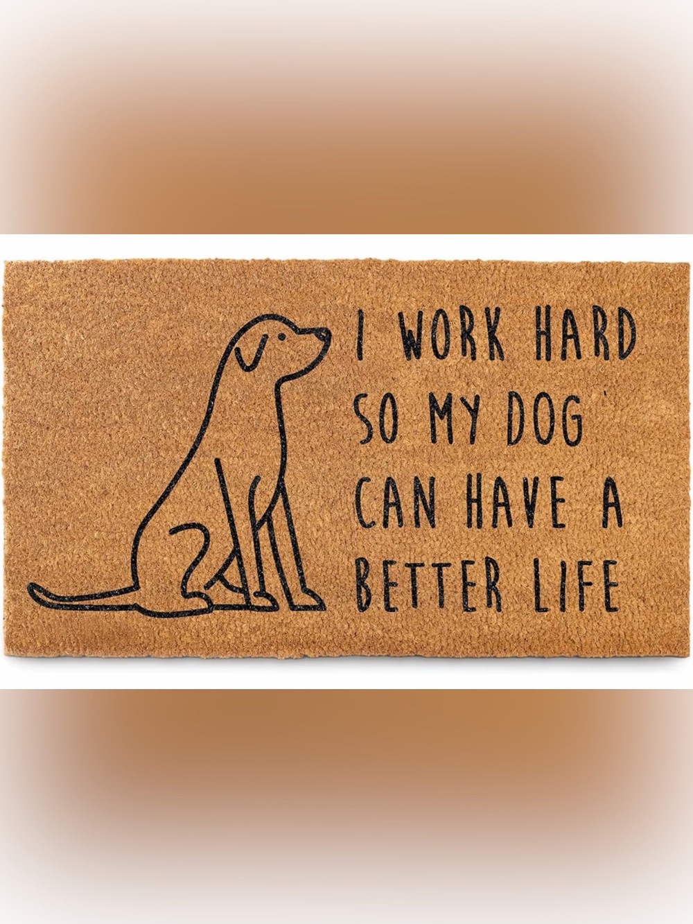 Natural Coir Dog Doormat - Brown with Black Print